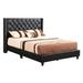 LYKE Home Black Faux Leather Queen Upholstered Bed