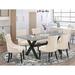Gracie Oaks Rysler 7-Pc Dinette Room Set - 6 Kitchen Chairs & 1 Modern Rectangular Cement Kitchen Dining Table Top w/ Button Tufted Chair Back | Wayfair