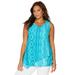 Plus Size Women's Monterey Mesh Tank by Catherines in Teal Ikat Geo (Size 0X)