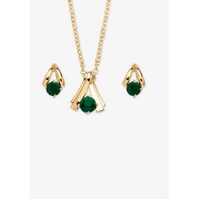 Women's Simulated Birthstone Solitaire Pendant and Earring Set with FREE Gift in Goldtone, Boxed by PalmBeach Jewelry in May