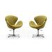 Raspberry Green and Polished Chrome Wool Blend Adjustable Swivel Chair (Set of 2) - Manhattan Comfort 2-AC038-GR