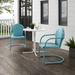 Tulip 3Pc Outdoor Metal Bistro Set Pastel Blue Satin /White Satin - Bistro Table & 2 Chairs - Crosley KO10010BL