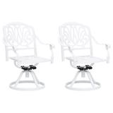 vidaXL Swivel Patio Chairs 2 pcs Cast Aluminum White