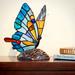 River of Goods Stained Glass 9.5-inch Tiffany Style Flying Butterfly Accent Lamp