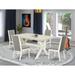 East West Furniture Dining Table Set- a Kitchen Table and Shitake Linen Fabric Parson Chairs, Off-White(Pieces Options)