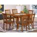 East West Furniture 7 Piece Kitchen Table Set- a Dining Table and 6 Dining Room Chairs, Saddle Brown (Seat Options)