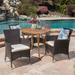 Danby Outdoor 5 Piece Acacia Wood/ Wicker Dining Set by Christopher Knight Home
