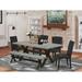 East West Furniture Dining Table Set- a Wooden Table and Black Linen Fabric Parson Chairs, Wire brushed Black.(Pieces Options)