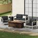 Montauk Outdoor 4-Seater Aluminum Chat Set with Fire Pit and Tank Holder by Christopher Knight Home