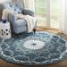 White 0.5 in Indoor Area Rug - Rosecliff Heights Round Hickman Oriental Handmade Tufted Wool Blue/Ivory Area Rug Wool | 0.5 D in | Wayfair