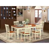 East West Furniture 7 Piece Kitchen Table Set Consist of a Rectangle Dining Table and 6 Dining Room Chairs, Buttermilk & Cherry