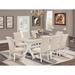 East West Furniture Kitchen Table Set- a Dining Table with X-Legs and Light Beige Linen Fabric Chairs, Off-White(Pieces Options)