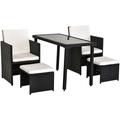 Outsunny - Ensemble salon de jardin encastrable 2 fauteuils monoblocs + 2 tabourets + table basse