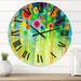 Designart 'Abstract Floral Watercolor in Green and Red' Modern wall clock