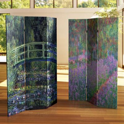 Handmade Canvas 6-foot Water Lily/ Garden Monet Room Divider (China) - 70.8 x 48