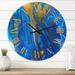 Designart 'Gold and Blue Marbled Rippled Texture I' Modern wall clock