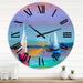 Designart 'Impressionist Seascape With Little Ships I' Nautical & Coastal wall clock