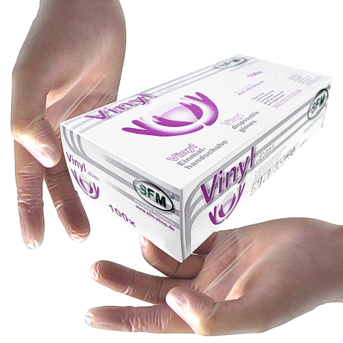 SFM ® CLEARIES : XXL Vinylhandschuhe puderfrei glatt klar (200) Image