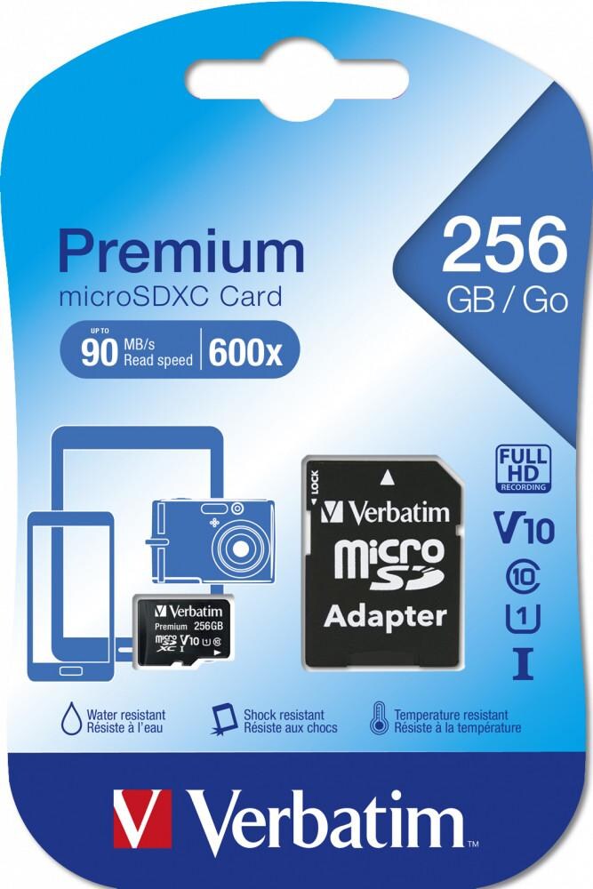 Verbatim Premium 256GB MicroSDXC Class 10 UHS-I Schwarz Image