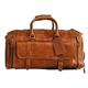 DHK Travel Bag Leather - Harvey Brown Weekender Women Men 24 inch Sports Bag Hand Luggage