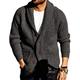 FUERI Mens Cardigan Knitted Jacket Shawl Collar Loose Chunky Cable Knit V Neck Knitwear Outerwear, Dark Grey, XXL