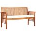 vidaXL 3-Seater Patio Bench with Cushion 59" Solid Acacia Wood - 59.1"x23.6"x35.4"