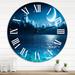 Designart 'Romantic Moon Over Deep Blue Sea I' Nautical & Coastal wall clock