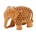 Handmade Magnificent Elephant Wood Statuette (india) - 3.1" H x 3.9" W x 2.6" D