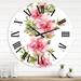 Designart 'Bouquet of Pink and Purple Flowers II' Farmhouse wall clock