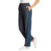 Plus Size Women's Side Stripe Cotton French Terry Straight-Leg Pant by Woman Within in Heather Charcoal Bright Cobalt (Size 14/16)