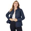 Plus Size Women's Denim Style Leather Jacket by Jessica London in Navy (Size 28 W) Soft Calfskin Trucker Jacket