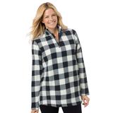 Plus Size Women's Microfleece Quarter-Zip Pullover by Woman Within in Ivory Buffalo Plaid (Size 3X) Jacket