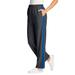 Plus Size Women's Side Stripe Cotton French Terry Straight-Leg Pant by Woman Within in Heather Charcoal Bright Cobalt (Size 38/40)