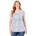 Plus Size Women's Perfect Printed Scoopneck Tank by Woman Within in White Lovely Ditsy (Size 42/44) Top