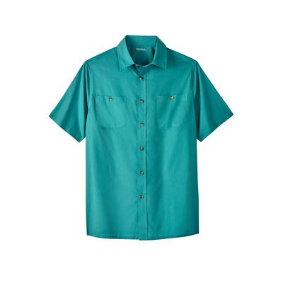 Men's Big & Tall Short-Sleeve Pocket Sport Shirt by KingSize in Blue Green (Size 2XL)