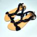 Anthropologie Shoes | Anthro Ecote Boho Leather Strappy Flat Sandals 10 | Color: Black/Tan | Size: 10