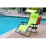 Set Of 2 Oversized Zero Gravity Chair With Sunshade And Drink Tray - Lime Green- Jeco Wholesale GC6_2