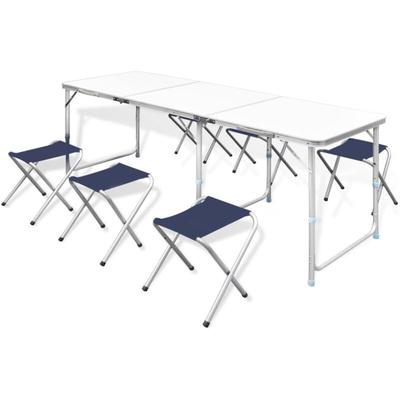 Klappbarer Campingtisch mit 4 Hocker Höhenverstellbar 180x60 cm vidaXL Image