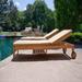 Posh Pollen Clearwater Outdoor Patio Teak Chaise Lounge with Sunbrella Cushions