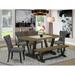 East West Furniture Kitchen Table Set- a Dining Table and Dark Gotham Linen Fabric Parson Chairs, Black(Pieces Options)