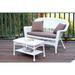 White Wicker Loveseat and Coffee Table Outdoor Patio Set