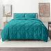 George Oliver Fairview Pinch Pleat Duvet Cover Set Microfiber in Green/Blue | Queen Duvet Cover + 2 Standard Pillowcases | Wayfair