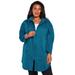 Plus Size Women's Fleece Zip Hoodie Jacket by Roaman's in Deep Teal (Size 5X)