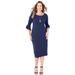 Plus Size Women's Ruffle Sleeve Shift Dress by Catherines in Mariner Navy (Size 5X)