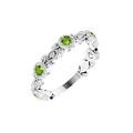 14ct White Gold Peridot Polished Peridot and .03 Weight Carat Diamond Leaf Ring Size N 1/2 Jewelry Gifts for Women