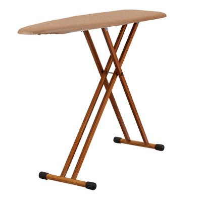 Household Essentials Bamboo 4-Leg Ironing Board with Steel Top, Fiber Pad and Heat-Resistant