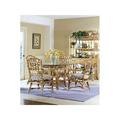 Braxton Culler Chippendale 5 Piece Dining Set Glass/Upholstered/Wicker/Rattan | 30" H x 48" L x 48" W | Wayfair 970-075-SETA/0851-73/FROSTWHITE