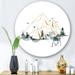East Urban Home Minimalistic Landscape Of Forest Mountains & Deer - Modern Metal Circle Wall Art Metal in Blue | 11 H x 11 W x 1 D in | Wayfair