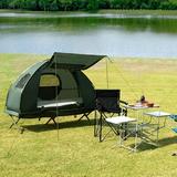 FRESCOLY Outdoor Camping Tent w/ Sleeping Bag & Air Mattress Aluminum in Gray | 73 H x 76 W x 57 D in | Wayfair HT-ML-OP3930