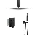 Logmey Rainfall Shower System w/ 12 Inch Shower Head & Handheld Complete Combo Set Ceiling Mount, Stainless Steel in Black | 12 H x 12 W in | Wayfair